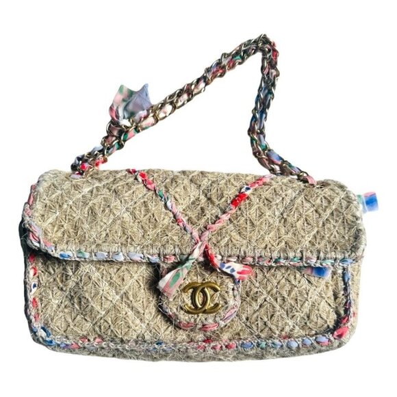 Chanel Straw Flap Bag - Picture 1 of 14